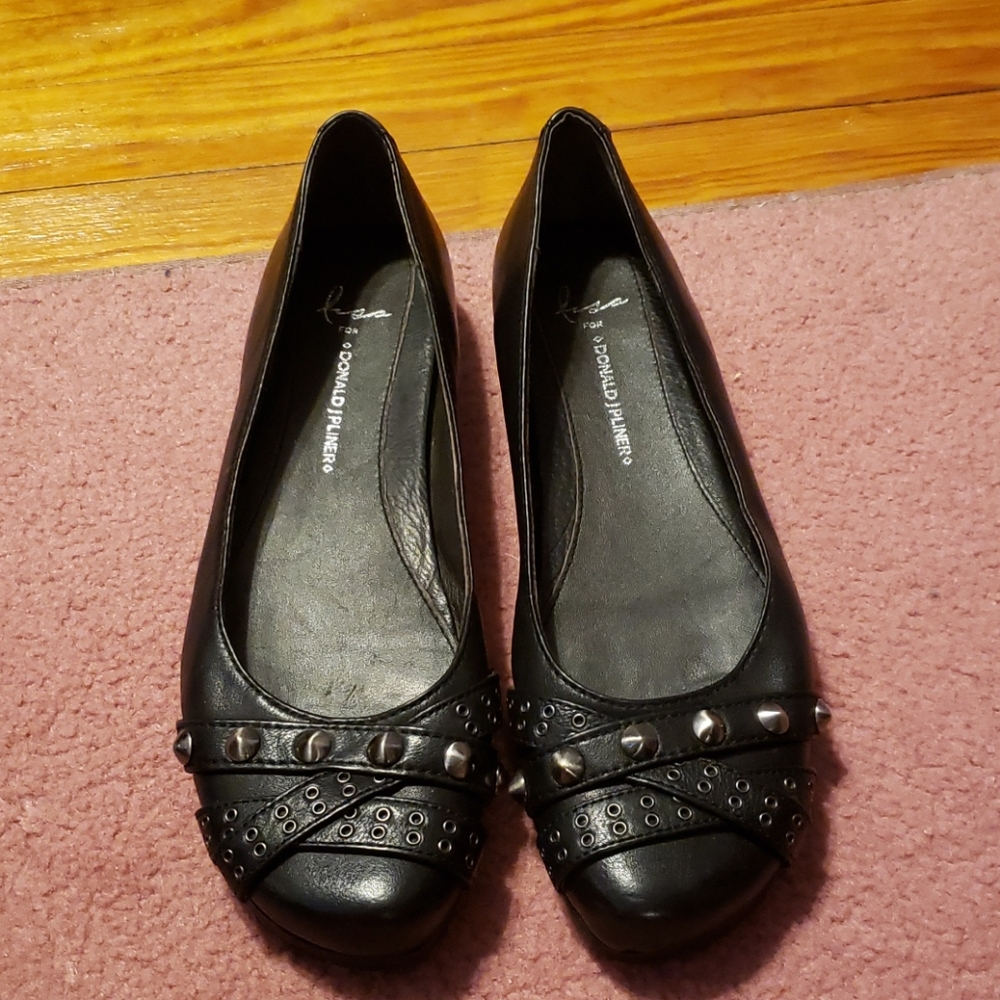 Studded goth punk black flats shoes 8 1/2